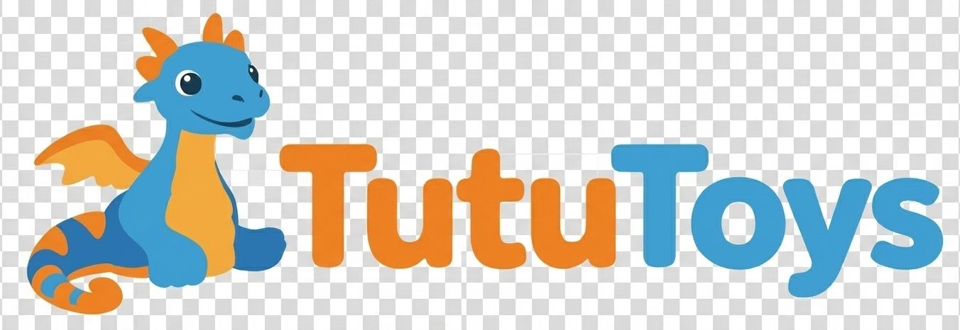 tututoys logo with a dragon sitting beside